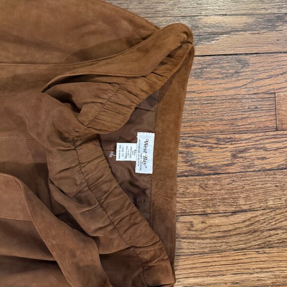 vintage bohemian suede tie front midi aline 80s brown skirt (very chloe!!!) - Picture 4 of 6